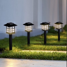 LAUREL CANYON Solar Pathway Lights, 8 Pack Outdoor Solar Landscape Decorative Lights, Automatic Walkway Lights with LED Light Bulbs for Garden, Path, Yard, Lawn, Square, Black