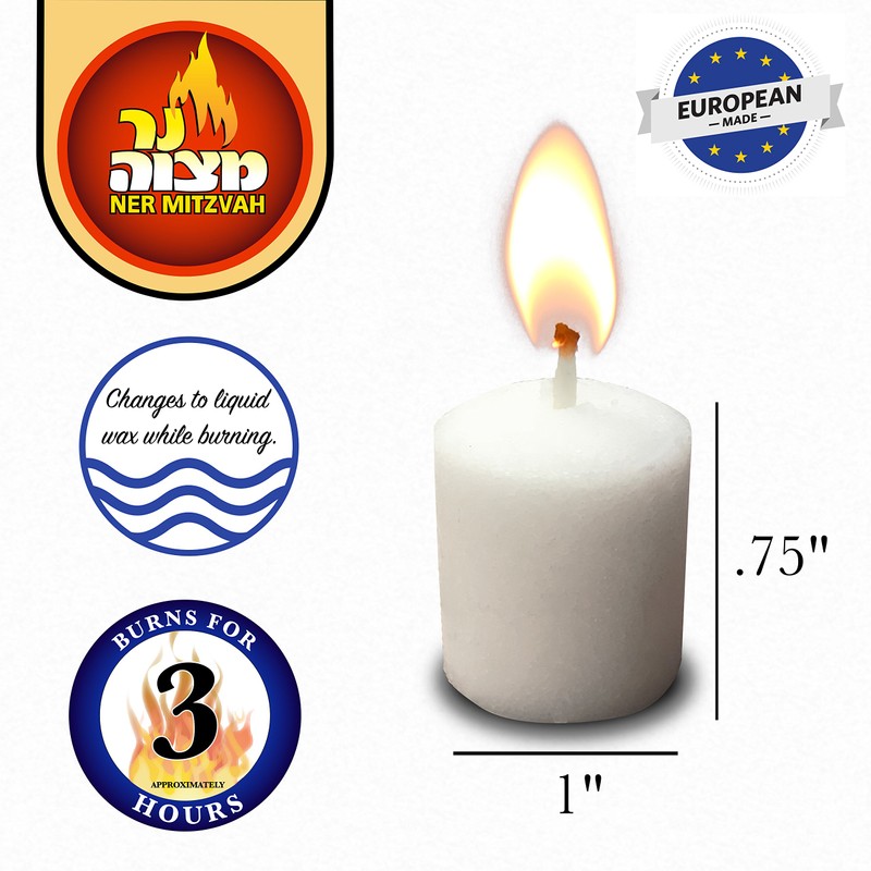 Ner Mitzvah 3 Hour Neironim Candles - Shabbat and Votive