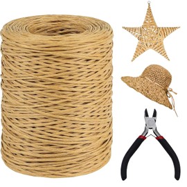 XHYASD 200 m Paper Wire Natural for Iron Wire, Paper Wire for Crafts, Craft Wire 2 mm with Wire Cutter, Winding Wire, Paper Iron Wire for Floristry, Wedding Bouquet, Packaging, Flower Arrangement