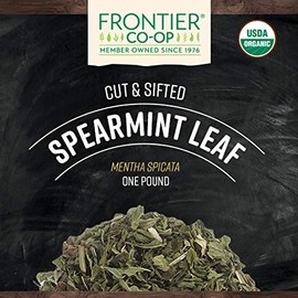 Frontier Co-op Spearmint Leaf, Cut & Sifted, Certified Organic, Kosher, Non-irradiated | 1 lb. Bulk Bag | Sustainably Grown | Mentha spicata L.