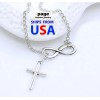 Rinhoo Silver Plated Infinity 3/4" Brushed Finish Cross Pendant- 20"