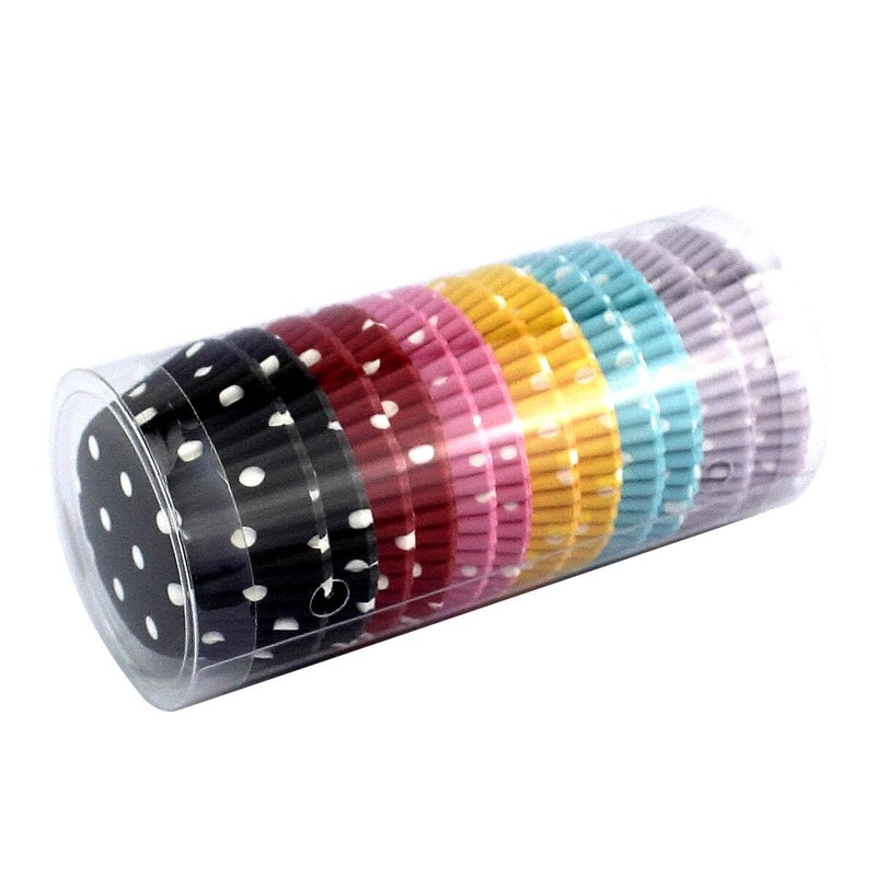 Eoonfirst Rainbow Mini Polka Dots Cupcake Liners 300 Pcs, No