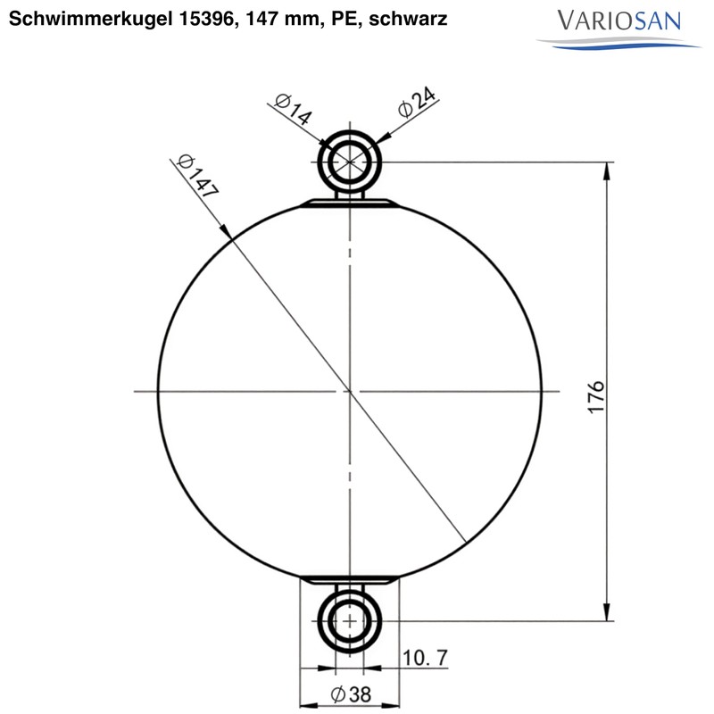 Variosan 15396 Float Ball PE Black