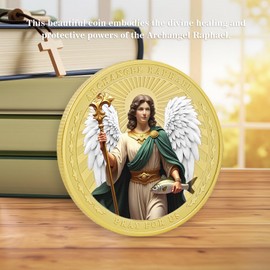 Archangel St. Raphael Healing Prayer Challenge Coin, Christian Religious Pocket Token Spiritual Protection Medal Gift