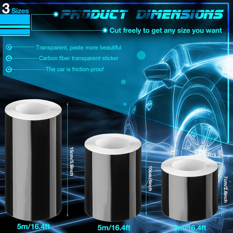 Ireer 3 Rolls Gloss Black Vinyl Wrap with Tools Vinyl