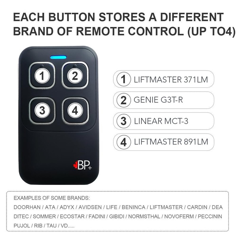 Universal Garage Door Opener Remote Key Fob Fixed Code and