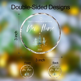 New Home Ornament 2025, New Home Gift Ideas, Housewarming Gifts for Couples,3" Glass Keepsake First House Christmas Ornament 2025