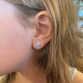 Unicorn Earrings for Girls, 925 Sterling Silver Blue CZ Lucky Unicorn Stud Earrings Birthday Gift for Daughter Granddaughter