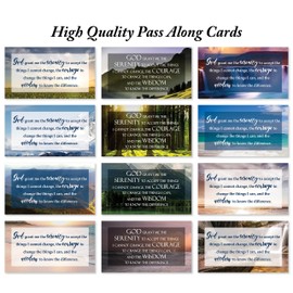 JBH Creations Serenity Prayer Cards - Pack of 48: 24 Unique Nature Designs, 2 of Each