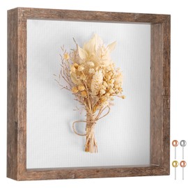 Califortree 8x8 Shadow Box Picture Frame - Memory Box Display Case for Memorabilia Flower Awards Medals Wedding Photos and Keepsake, Rustic Brown