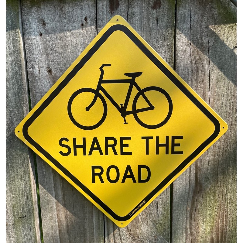 Share The Road 12" x 12" Tin Road Sign Bike