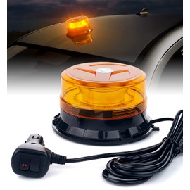 LUMENIX LED Rooftop Mini Strobe Beacon Light Magnetic and Screw Mount Rotating Warning Flashing Forklift Lights for Construction Vehicles Trucks Postal School Buses UTV Mower Tractor Snow Plows- Amber