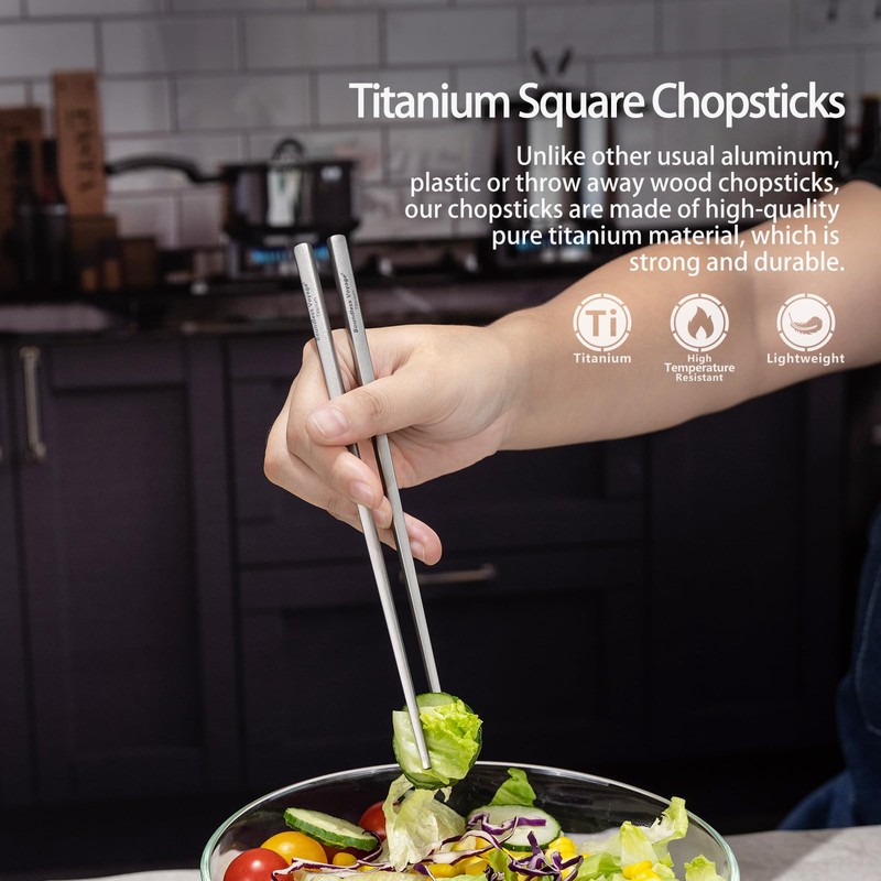 Boundless Voyage Titanium Chopsticks with Carrying Bag Ultralight Backpacking Gear