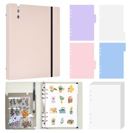 NOCAFI Sticker Book Collecting Album Reusable Sticker Storage Organizer Binder for Collecting Stickers A5 Blank Sticker Collection Holder Book with release paper Sticker Keeper Notebook (Pink)