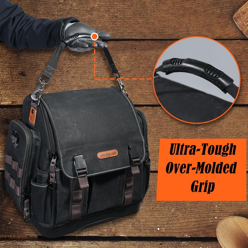 WELKINLAND 41-Pocket Electrician Tool Bag, 14-Inch HVAC Tools Bag, Heavy-Duty