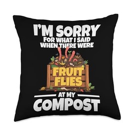 Worm Farming Bin Composter Vermicomposting Worm Composting Throw Pillow