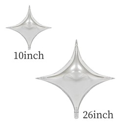 10 Pcs 2 Size Silver Star Ballooon 4 Pcs 26 inch Silver Star Ballooon 6 Pcs 10 inch mini Star Ballooon for Baby Shower Theme Wedding Decors Star Party Birthday Decorations Supplies