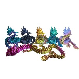 Huge Imperial Dragon - Stands up - 26" long - 3d Printed - Fun for Everyone! Decor Figurine Ornaments - Color: Magenta/Lime
