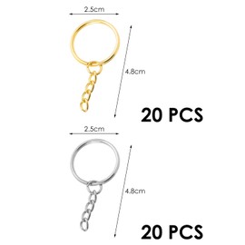 EPCDBBRT 40 Pieces Key Ring Hanging Chain, Diy Jewelry Accessories, Metal Key Chain, Key Ring Hanging Chain For Crafts, Open Key Ring