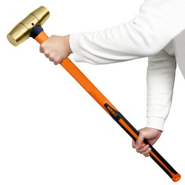WEDO Brass Hammer 6lb,Sledge Hammer,Solid Brass Mallet Hammer,Fiberglass Hammer Handle,Length 700mm,Die-Forged, Corrosion Resistant, DIN Standard