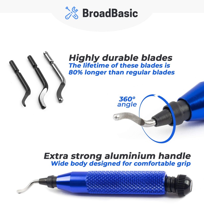 BroadBasic - Deburring Tool Kit with 20 High-Speed-Steel Blades |