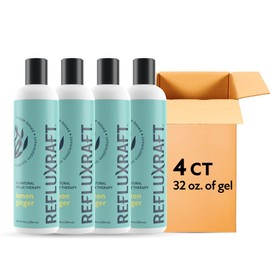 RefluxRaft Acid Reflux Therapy, Organic Alginate, Rapid & Long Lasting Gerd, LPR & Digestion Symptom Support, Zero Sugar, Gluten Free, Low Sodium, Lemon Ginger, 47 Gel Servings Per 8 OZ Bottle, 4 Pack