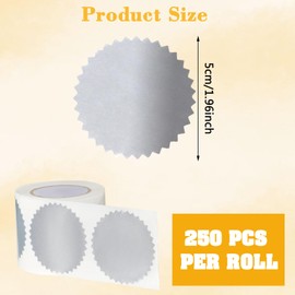 Maxqzin 250Pcs Book Embosser Stickers Embosser Stickers Embossing Sticker Notary Seal Silver Foil Blank Sticker for Package Wedding Envelope Graduation Certificate Wafer Seals