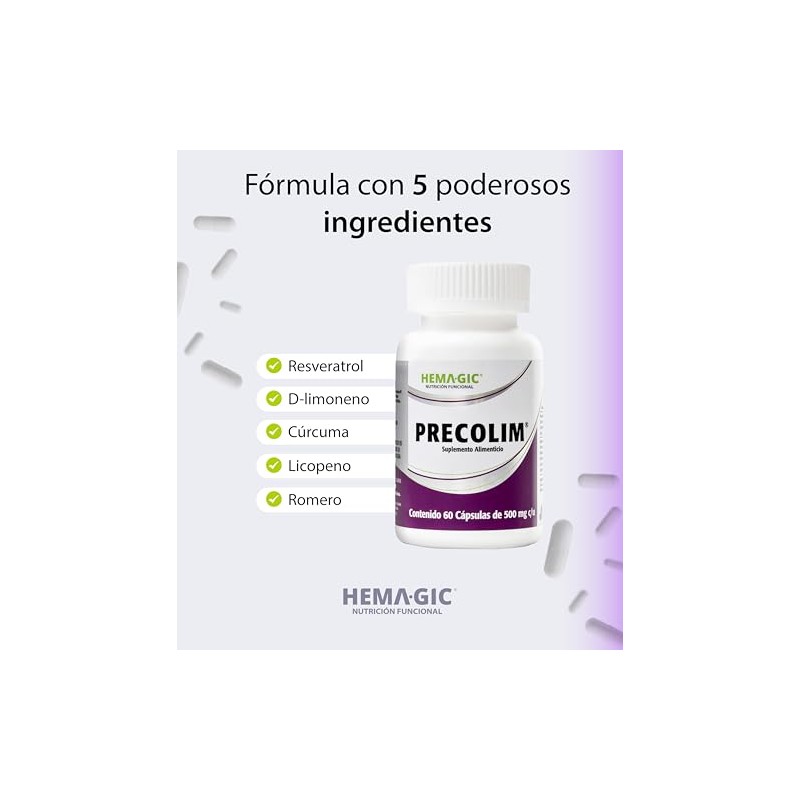 Precolim - Resveratrol, C?rcuma, D-limoneno, Licopeno y Romero
