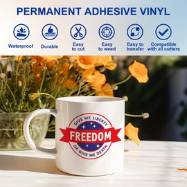 Black Permanent Vinyl 12" x 10ft Roll, Glossy Adhesive Vinyl for All Cutter Machines, for Home Decal, Permanent Vinyl for DIY, Art Craft Decor, Cup Coaster