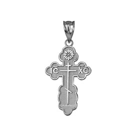 LA BLINGZ Sterling Silver Eastern Orthodox St. Olga Cross Charm Pendant