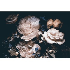 MFWFM Dark Floral Wallpaper Peony Wall Mural Room Wall Decor(Not Peel n' Stick)