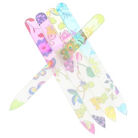 Beavorty 5pcs Printing Glass Nail Files for Smooth Shiny Nails Random Color for Professional Manicure and Sanding