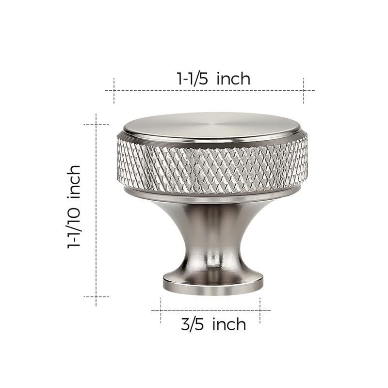 Ravinte 30 Pack Round Stainless Steel Knobs Knurled Single Hole