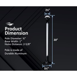 Pactrade Marine Aluminium LED RV Adjustable All Round 360 Degree with Stern Pole Navigation Anchor Light Pontoon Fishing Boat Kayak (20" Vertical)