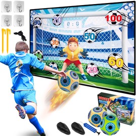 Fußball Spielset für Kinder 3 4 5 6 7 8, Fusball Spielzeug für Garten Indoor Outdoor, Fußball mit Klettbällen Spielzeug, Weich Fußball-Spielmatte, Fussball Geburtstag Geschenke für Jungen Mädchen