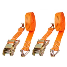 25mm x 1m Ratchet Lashing Straps, 2 Pcs 800kg Break Strength Adjustable Tensioning Belts with J Hook, Ratchet Tie Down Straps for Motorcycles, Trucks, Trailer