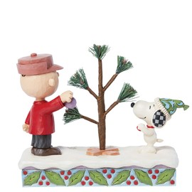 Enesco Peanuts by Jim Shore Snoopy and Charlie Brown A Special Tree Decoration Figurine- Stone Resin Hand Crafted Painted Collectible Peanuts Snoopy Figurines Christmas Home Decor Statue, 5.51 Inch