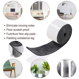 2 Packs Felt Strips with Adhesive Backing Non Slip Felt Furniture Pads Adhesive Felt Roll Felt Tape for Protecting Hardwood Floors Chair Wall Protector(120 x 2 x 0.12 Inch, Dark Grey)