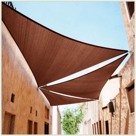 ColourTree TART24 Custom Size Order to Make 8' x 8' x 8' Brown Triangle Sun Shade Sail Canopy Mesh Fabric UV Block UPF50 - Commercial Heavy Duty - 190 GSM - 3 Years Warranty