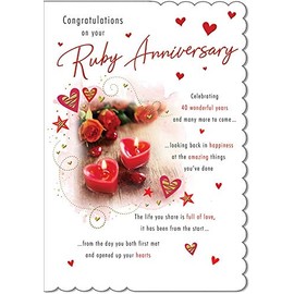 Traditional Annivesary Card Ruby - 9 x 6 inches - Piccadilly Greetings