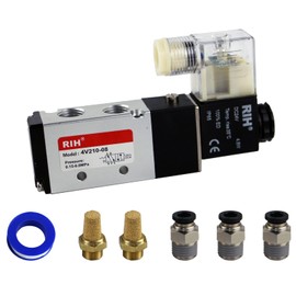 RIH Pneumatics Solenoid Valve 4V210-08 12V/24V/110V Series Single Coil Pilot-Operated Electric 2 Position 5 Way Connection Type (DC24V/Junction Box, 1/4"NPT)