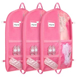 MEGADOO Dance costume bag, foldable and portable dance costume dancer costume bag, stronger zippered dance costume bag (Pink)
