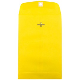 JAM PAPER 6 x 9 Open End Catalog Colored Envelopes with Clasp Closure - Yellow Recycled - Bulk 250/Box