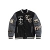 SOLY HUX Men's Letter Graphic Color Block Varsity Jacket Long