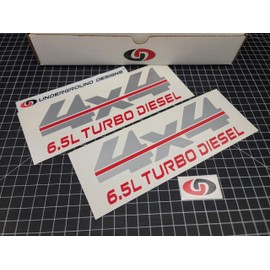 4x4 Decals (2pk) 6.5L Turbo Detroit Diesel Fender Stickers 1992-2000 C/K 2500 3500 Trucks (Metallic Silver & Red, 5.8" x 15.5")