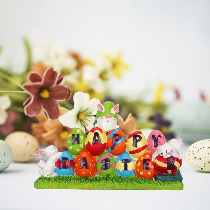 Easter Eggs Bunny Ornament Waterproof Resin Eggs Bunny Centerpiece Adorable