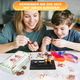 TUT Children's Chestnut Drill Set with Chestnut Holder, Chestnut Craft Set, Autumn, Hand Drill, Chestnut Drill, Chestnut Man, DIY Set with 1.5-5 mm Drill Chestnuts and Craft Accessories