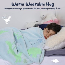 Winthome Glow in The Dark Blanket, Soft Flannel Fleece Blanket, All Season Throw Blanket for Kids (Blue, 130x170cm)