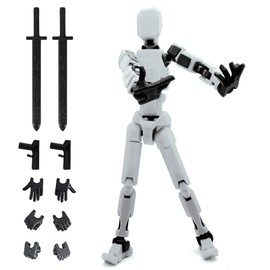 ARIEL-GXR Lucky 13 Action Figures, Multi-Jointed Movable Robot,T13 Action Figure Toys,3D Printed Mannequin Toys for Desktop Decorations & Game Gifts (White)