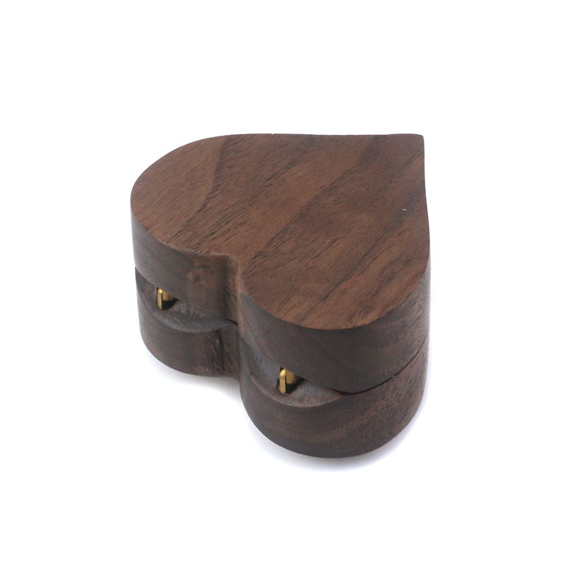 Tighall Black Walnut Wood Portable Proposal Ring Box, Heart Shaped